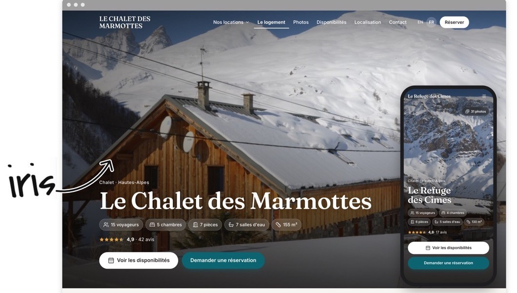 Nouveautés Öhmyloc! : thème Iris, paiement en ligne sans commission et site offert